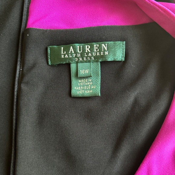 Ralph Lauren Purple Black Polyester Long Sleeve Classic Dress size 16 - Picture 7 of 12